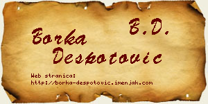 Borka Despotović vizit kartica
